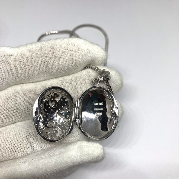 925 Sterling Silver Filigree locket Pendant Necklace size 20” - Picture 7 of 16